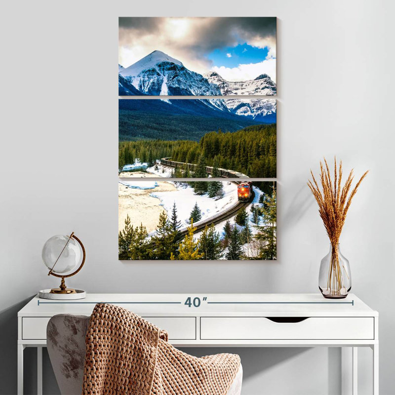 Mehar Winter Train Through Banff, 32" H x 20" W