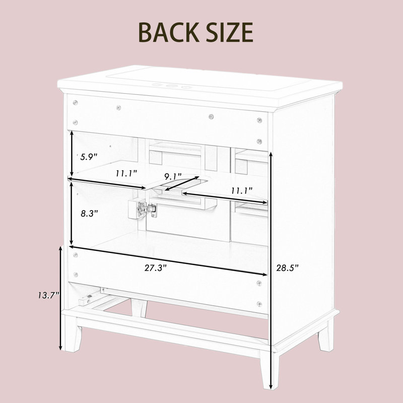 Novah 30.03 " W Free Standing Wall Mounted 1 Single Vanity Bathroom Vanity With Ceramic Top, Gray