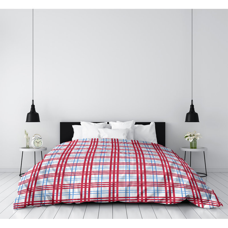Housse de couette de luxe simple de style football Houston, Blanc / bleu clair / rouge, Housse de couette pour très grand lit