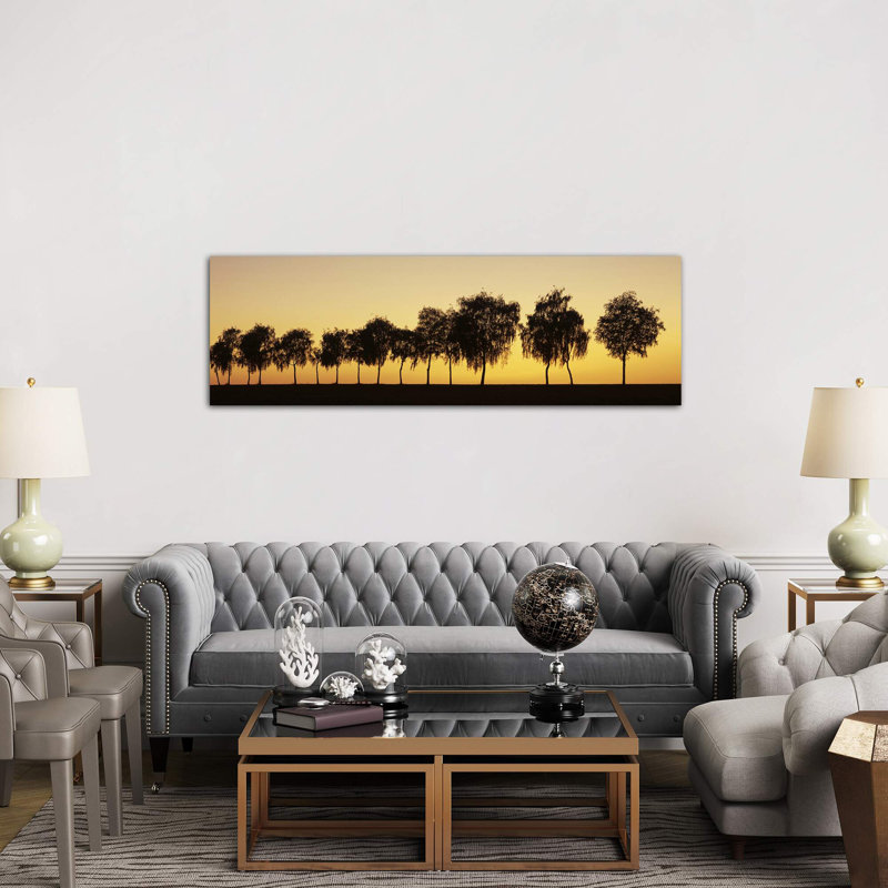 Tree Alley At Sunset, Hohenlohe, Baden-Wurttemberg, Germany - Wrapped Canvas Panoramic Print, 182.88 cm H x 60.96 cm W