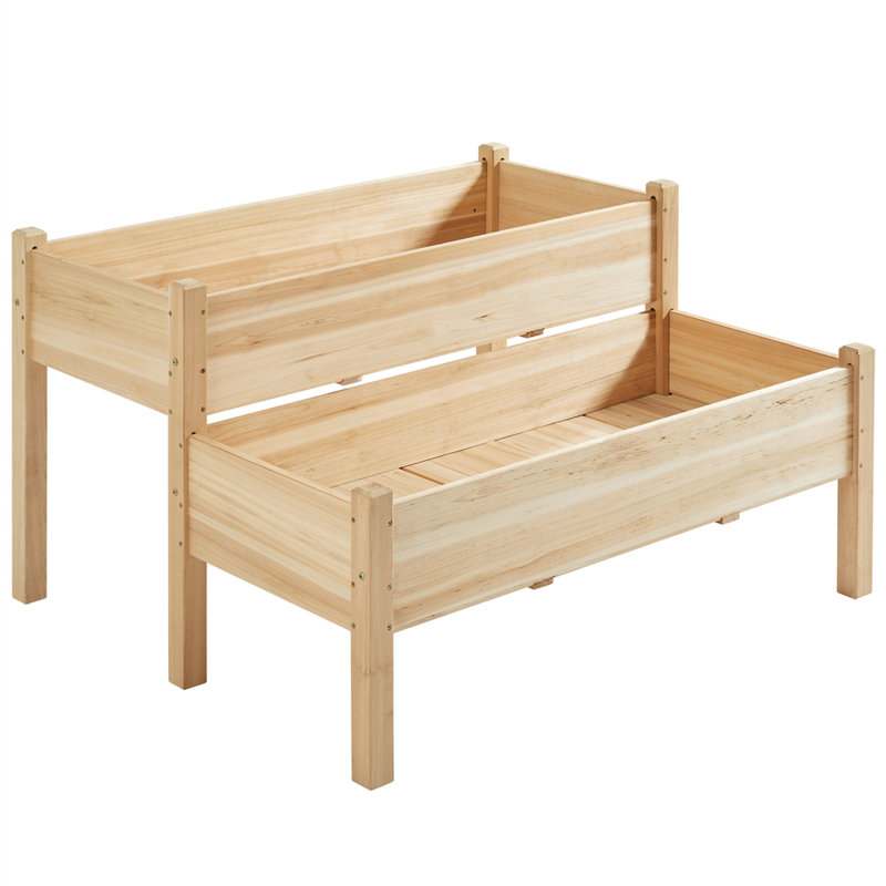 Boîte à fleurs surélevée en bois de sapin à 2 niveaux Aadhira, Bois