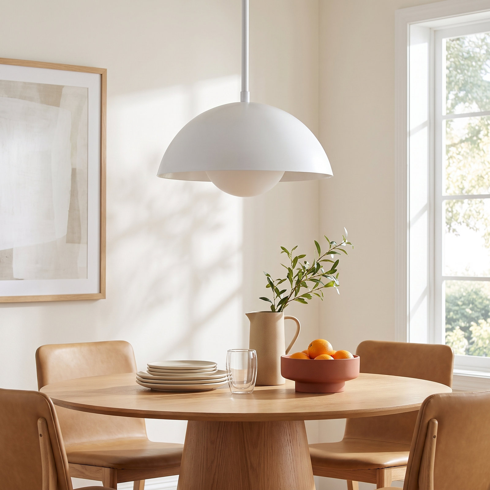 Montana Single Light Metal Dimmable Pendant, White