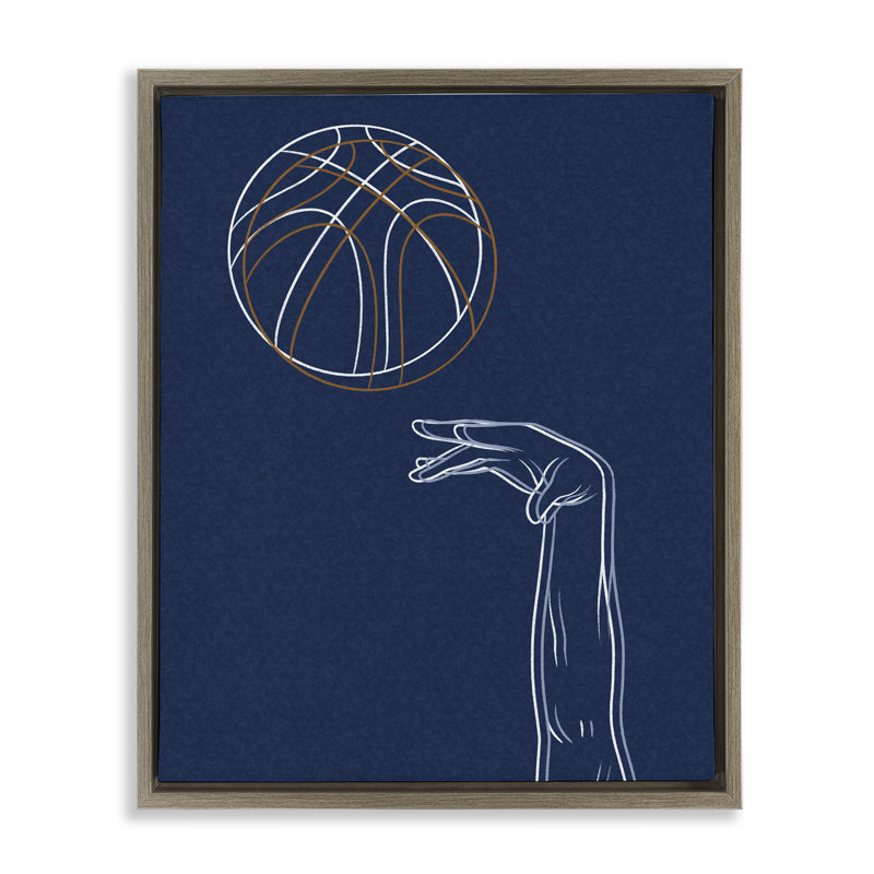 Cadre flottant Basketball Lines Contour, design par Marcus Prime, Montalcino orme flottant encadré, H 21 po x l 17 po