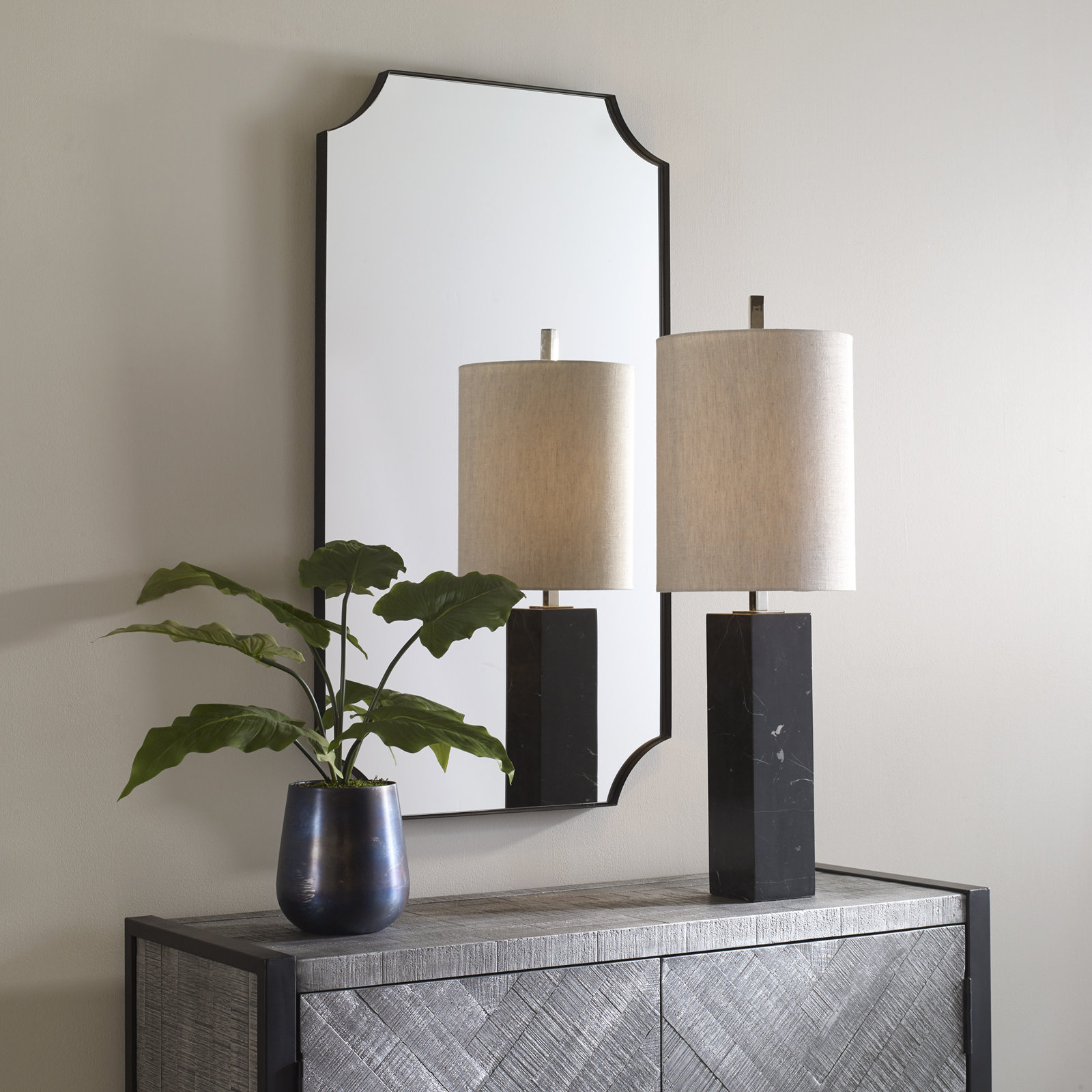 Letellier Metal Wall Mirror, Black, 40.25” H x 22.25” W