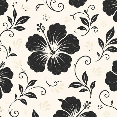 Peel and Stick Wallpaper Black Beige Floral Bold Petals Curved Leaves Contact Paper Removable Self Adhesive Wall Mural Wall Decor for Bedroom Kitchen Cabinets 24in x 118in
