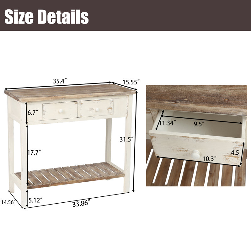 Shila 35.4" Solid Wood Console Table
