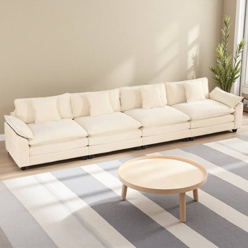 Accoudoir plus large (le repose-pieds n'est pas inclus), canapé modulaire moderne, pour le salon, la chambre à coucher et un appartement, coussin de siège rembourré à double couche confortable, tissu chenille respirant