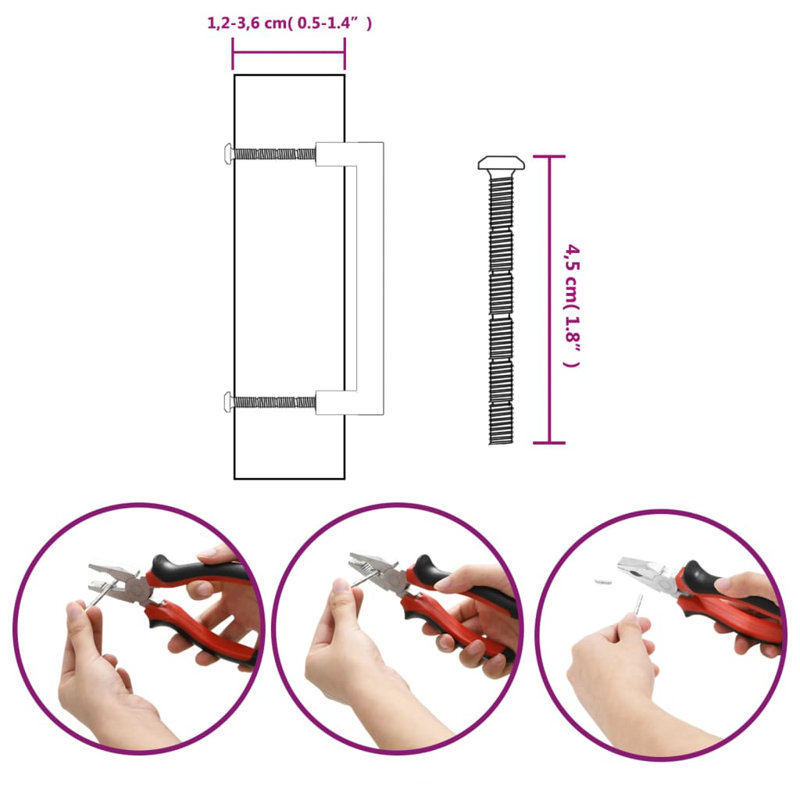 Acier inoxydable avec poignées d'armoire vidaXL, Argent argent, 5 po