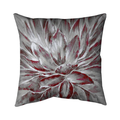 Red and gray flower - 16"x16" Throw pillow cover - Poly twill - Print on demand