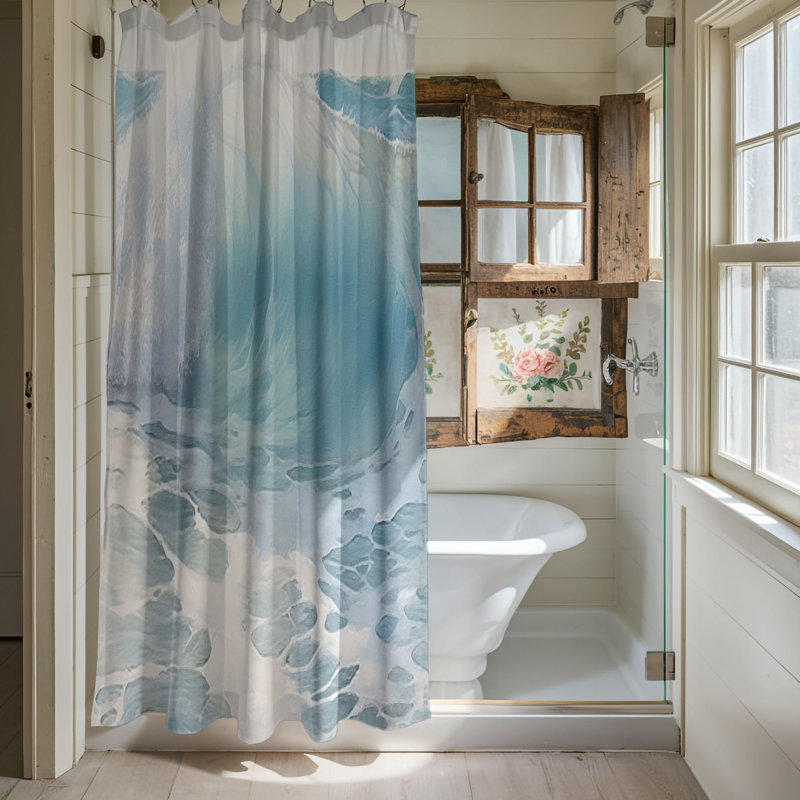 Rideau de douche abstrait, H 74 po x l 71 po