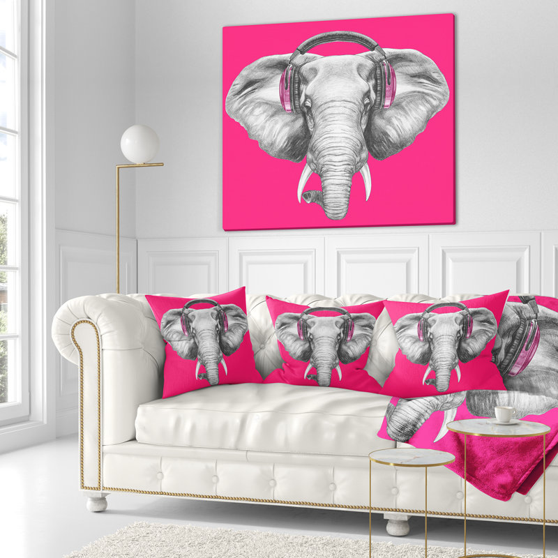 Éléphant d’animal avec coussin casque, 16 po x 1 po, Coussin décoratif