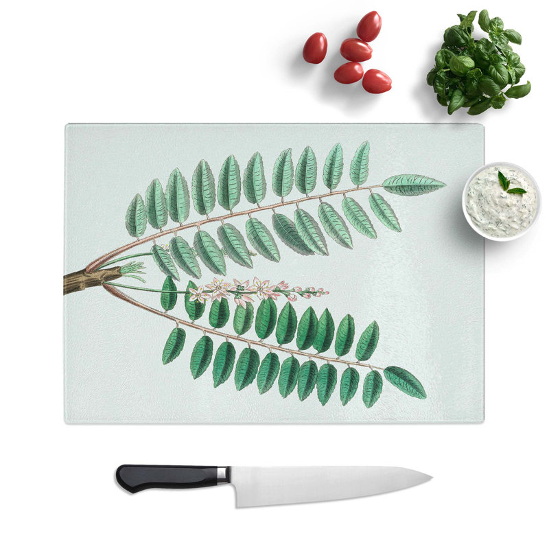 Glass indian Frankincense Flowers Illustration Chopping Board, 39 cm W x 28.5 cm L