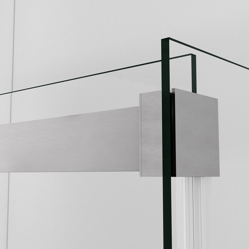 Spezia 64.6'' W 76'' H Semi-Frameless Rectangle Reversible Shower Enclosure, Nickel
