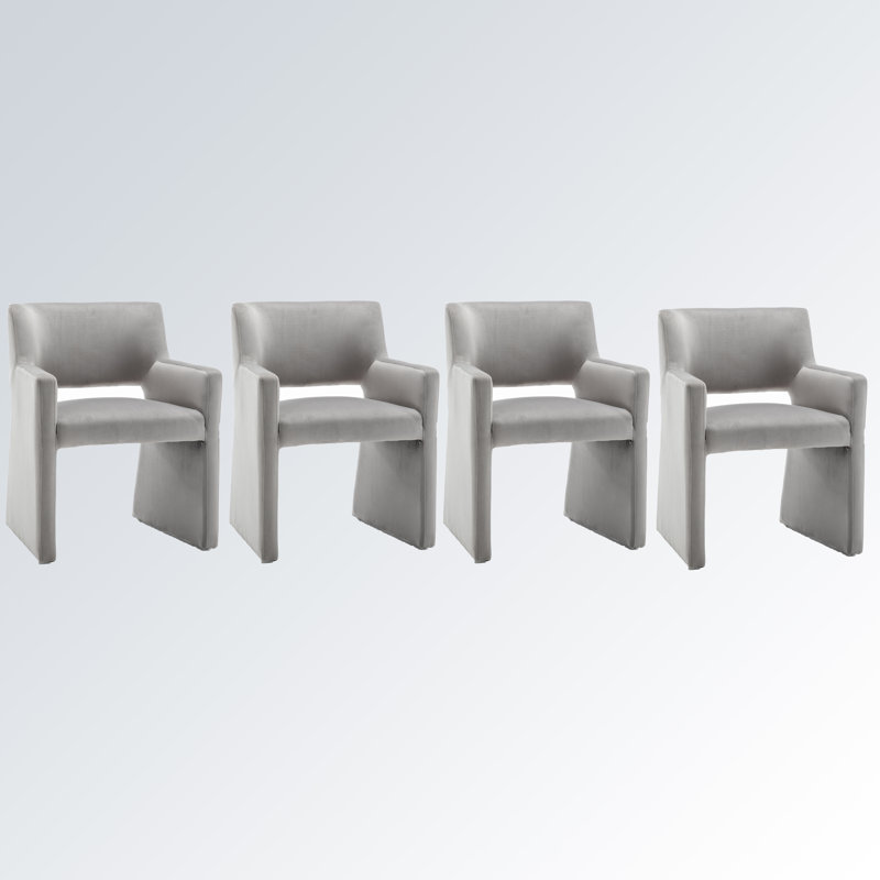 Chaise rembourrée en velours Hambrook, Gris