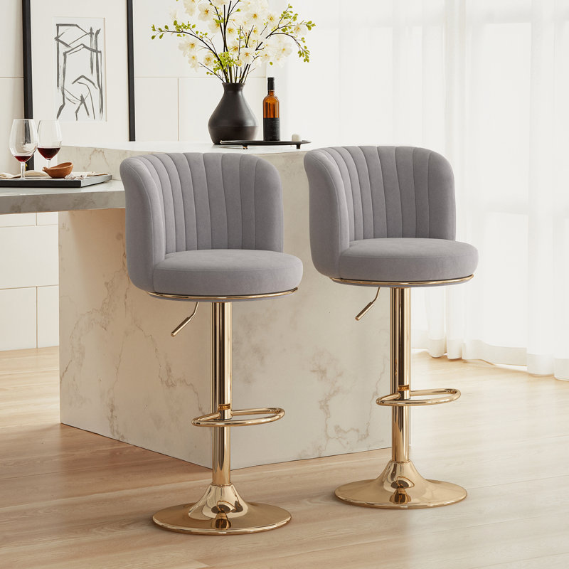 Tabouret de comptoir rembourré à hauteur ajustable, Gris