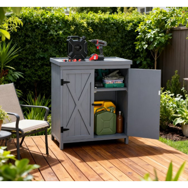 Remises de rangement durables, conception en bois d'acier, style maison de campagne pour l'extérieur