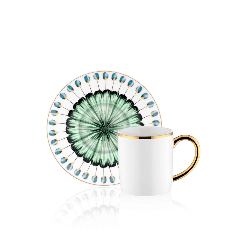 Ensemble de 12 tasses à café Kundra, Vert / or