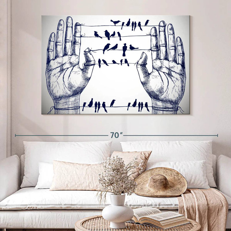 Birds On Hand Wires, 34" H x 51" W