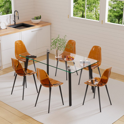 Lanor 6 - Person Four Leg Base Dining Set