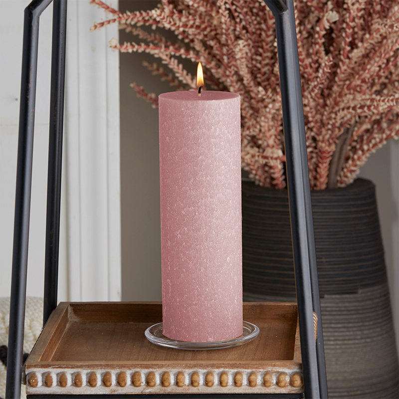 Bougie colonne non parfumée Timberline, H 9 po x l 3 po x P 3 po, Vieux rose
