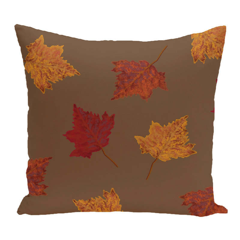 Floral Outdoor Reversible Throw Pillow, Brown, 16" H x 16" W