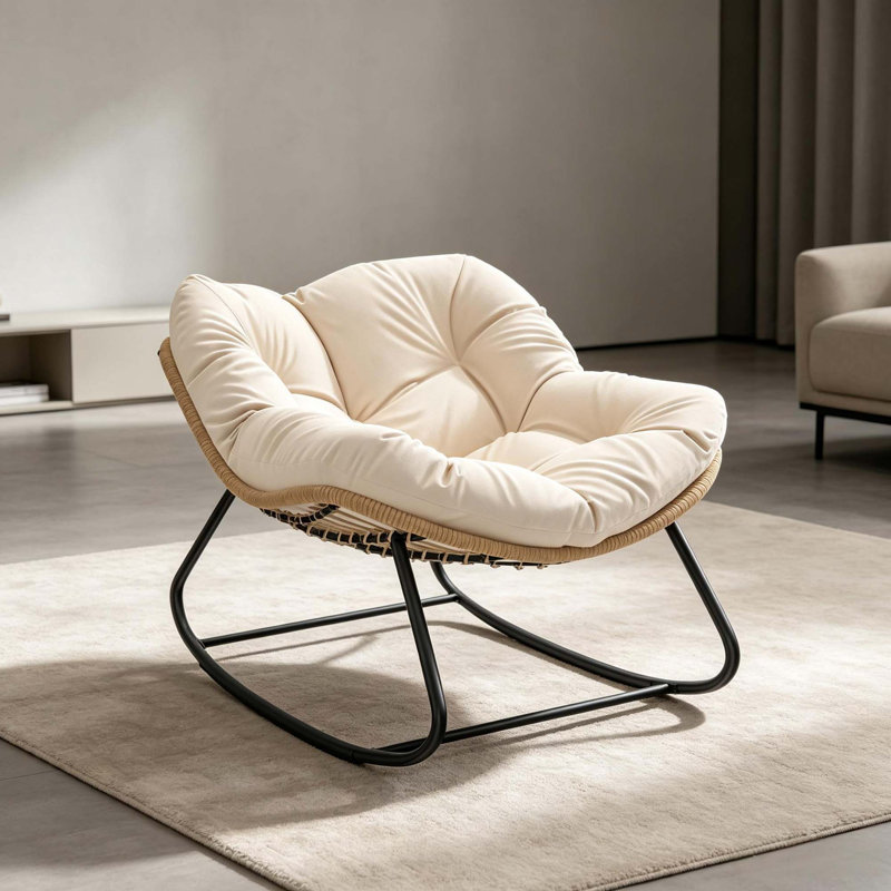 Fauteuil à bascule surdimensionné avec coussin moelleux pour une détente intérieure et extérieure