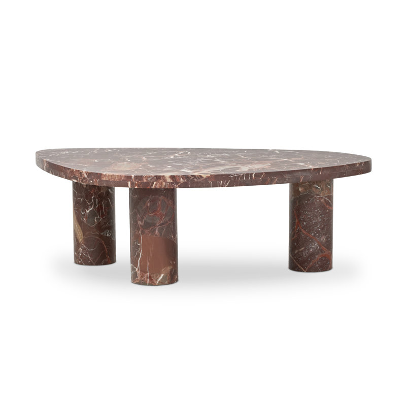Zion Coffee Table - Small Table - Merlot, Merlot Marble, 15" H x 48" L x 30" W