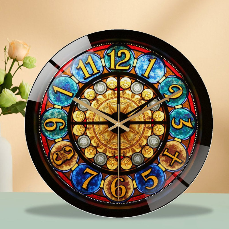 Horloge murale rétro en verre coloré rétro 12 po