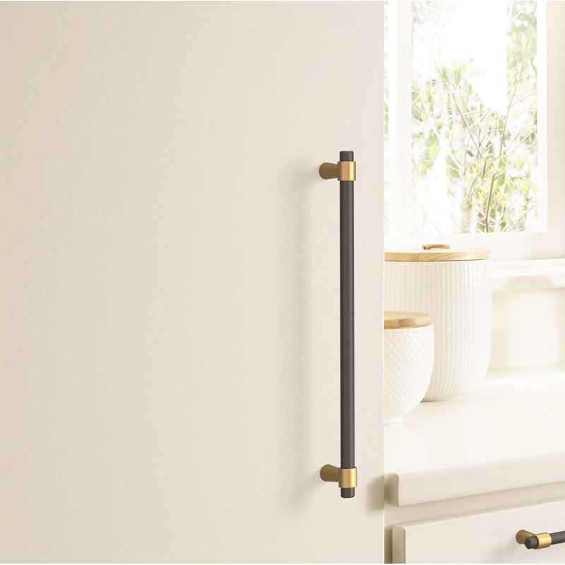 Mergence bar handle, Noir mat / bronze champagne, 3 3/4 po D'un centre à l'autre