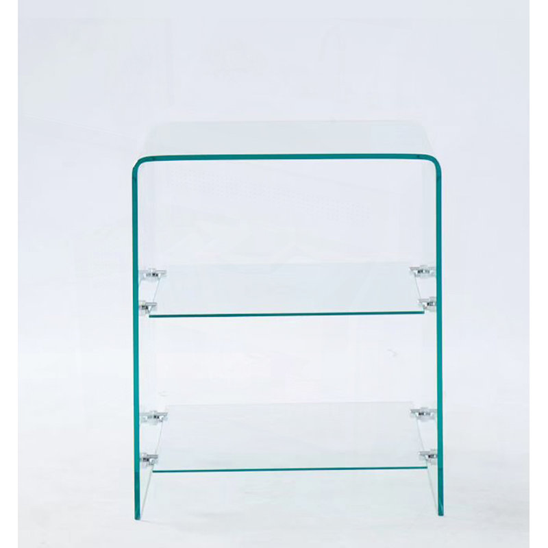 Table d'appoint 2 couches en verre trempé, table de canapé en verre transparent