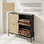 Armoire à chaussures peu encombrante avec quatre portes rabattables et décorations en rotin - Rangement autoportant étroit pour les entrées, les couloirs et les vestibules-355881483