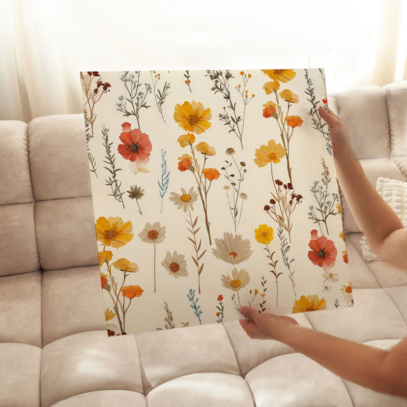 «Botanical Fall Wildflowers», reproduction d'art encadrée non encadrée, H 14 po x l 14 po