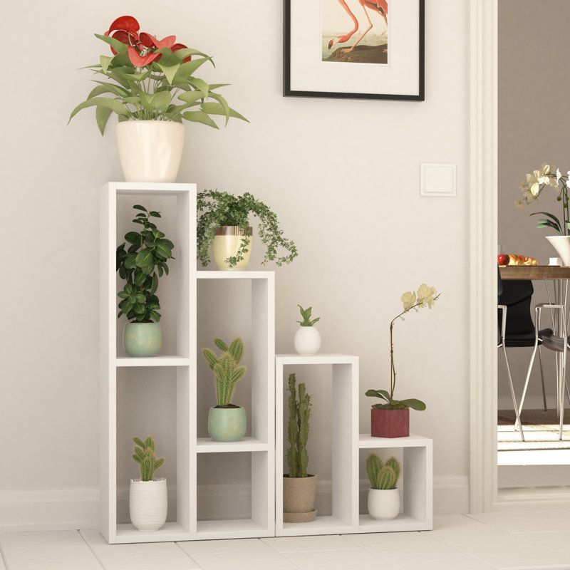 Deeter Multi-Tiered Plant Stand Stylish Freestanding Storage Solution, White