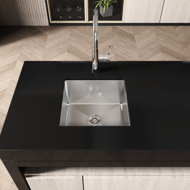 18" X Undermount Kitchen Sink In Nano Gray - Sus304 Stainless Steel With Optimal Drainage Modern 18X18 Silent Operation And Construction