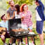 Barbecue au propane à 2 brûleurs, portatif et compact. Pieds pliables, couvercle à fumée, thermomètre. Noir, convient pour le camping, le pique-nique, le plateau de table de jardin. Pour le plaisir