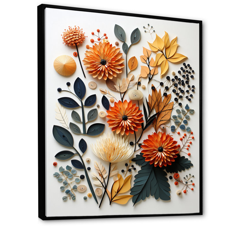 Yansiel Mid-Century Mid-Century Botanicals II, H 44 po x l 34 po x P 1,5 po, Cadre flottant noir