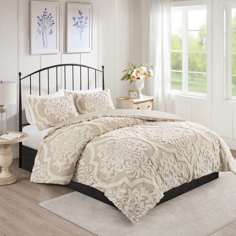 Literie en chenille de coton pour très grand / très grand lit, très confortable et à la mode 3 pièces avec housse de couette
