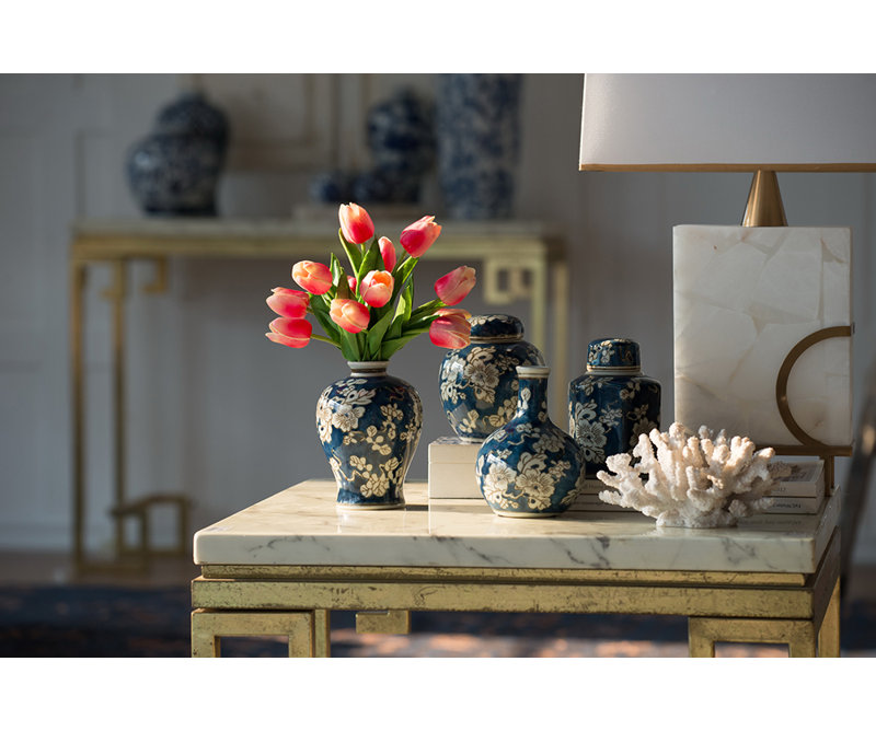 Ensemble de 4 pots en céramique bleue