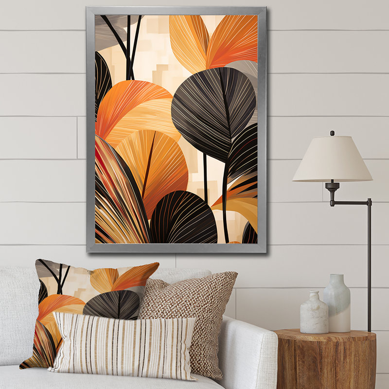 Impression sur toile Funky Foliage In Terracotta I sur toile, H 44 po x l 34 po, Cadre photo argenté