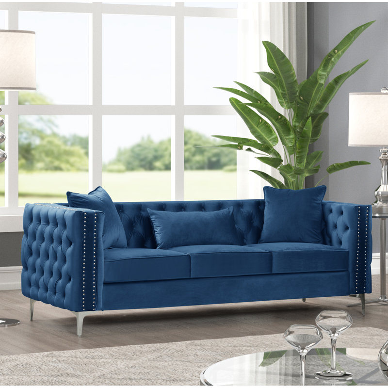 Canapé Chesterfield Marvine, Bleu