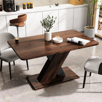 Walnut Extendable Table, X-shaped Construction, 70.11"x33.66"x28.83 Dining Table With Base, Modern Style, 70.11" X 33.66" 28.83",