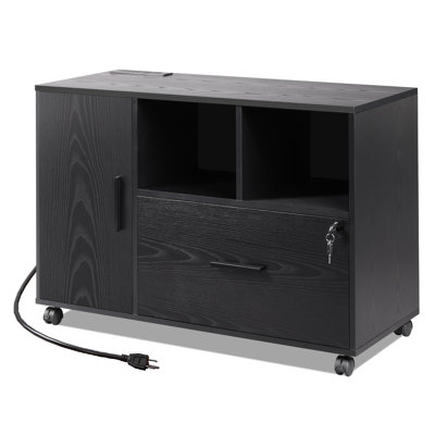 1 Drawer Rolling File Cabinet Locking File Cabinet with Charging Station