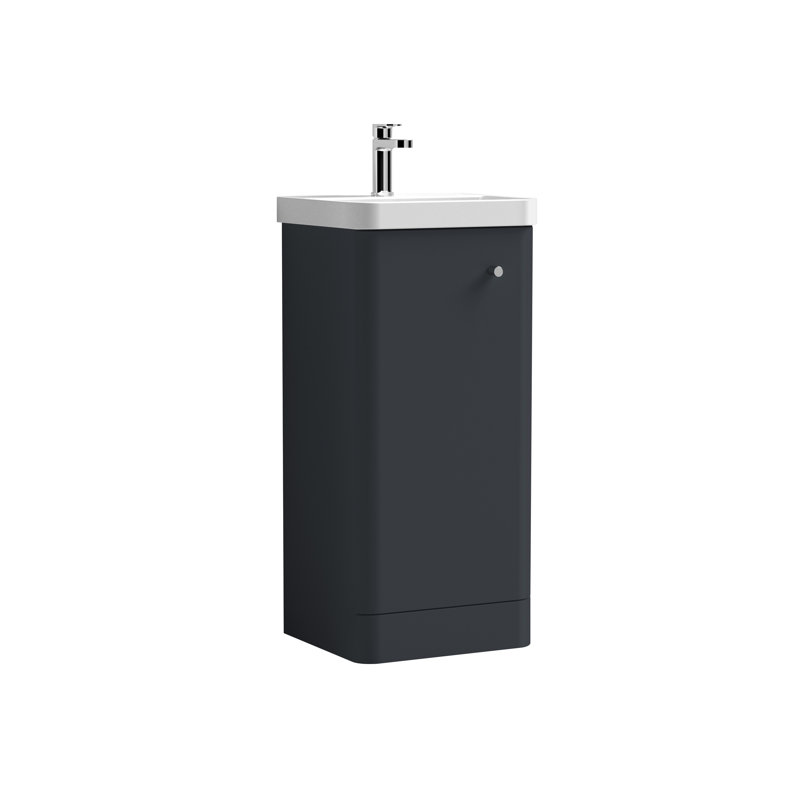 Core 405mm Single Bathroom Vanity with Drop In Vitreous China Basin, Satin Anthracite