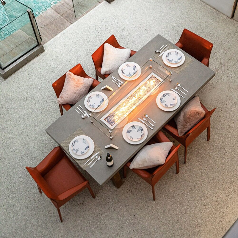 Rectangle Concrete Smokeless Fire Pit Table, Propane