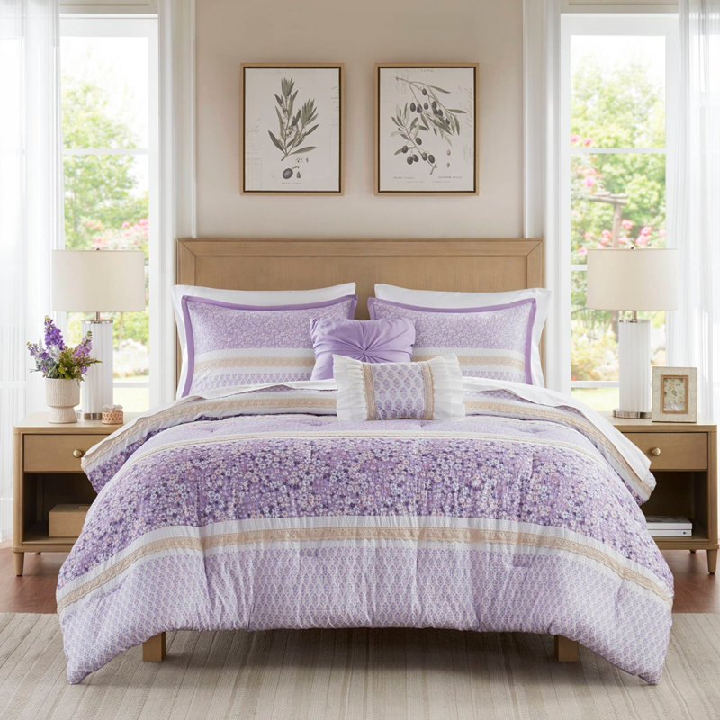 5 PCS Full/Queen Seersucker Comforter Set with Throw Pillows, Full/Queen Sheet Set + 4 Additional Pieces