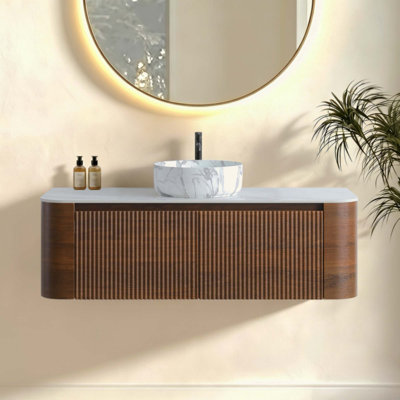Bathroom Vanity with Sink, Wall Cabinet with Free Towel Rack, Single Carrara White Ceramic Basin Design, without Drain and Faucet, Pre-assembled