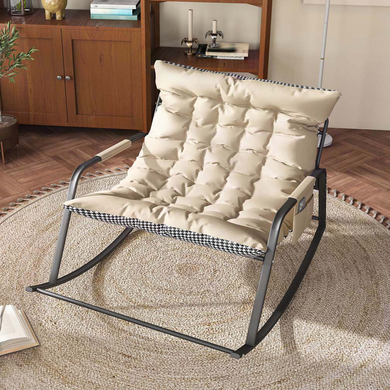 Chaise berçante avec rangement, Blanc cassé