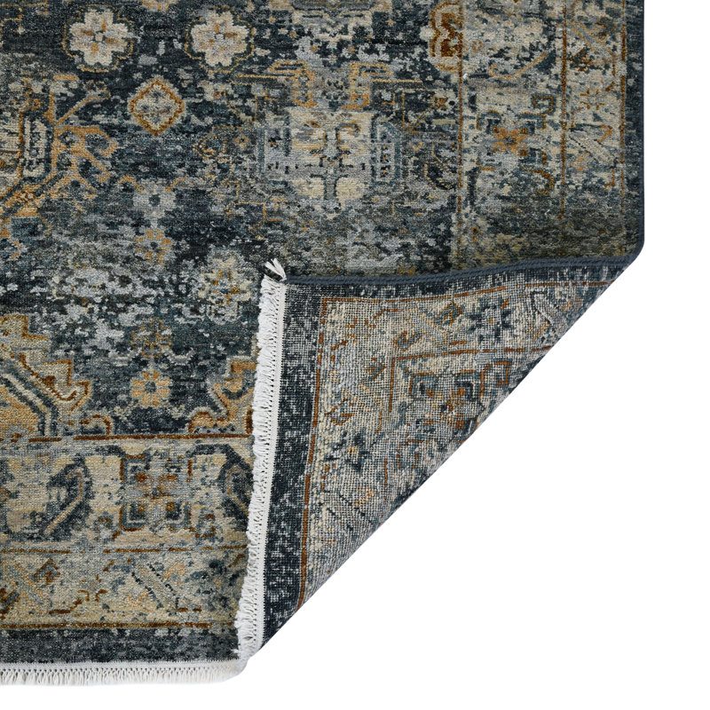 Oriental Handmade Hand-Knotted Area Rug in Blue/Gray, Rectangle 8' x 10'