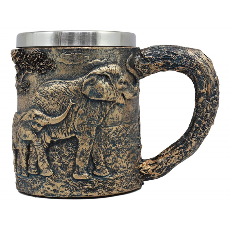 Grande tasse à café éléphants en mélamine animal totem Bibeau