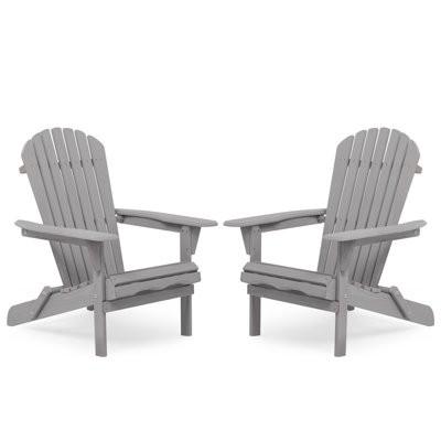 Chaise de patio en bois pour le jardin, ensemble de 2 chaises de patio en bois massif pliant Adirondack